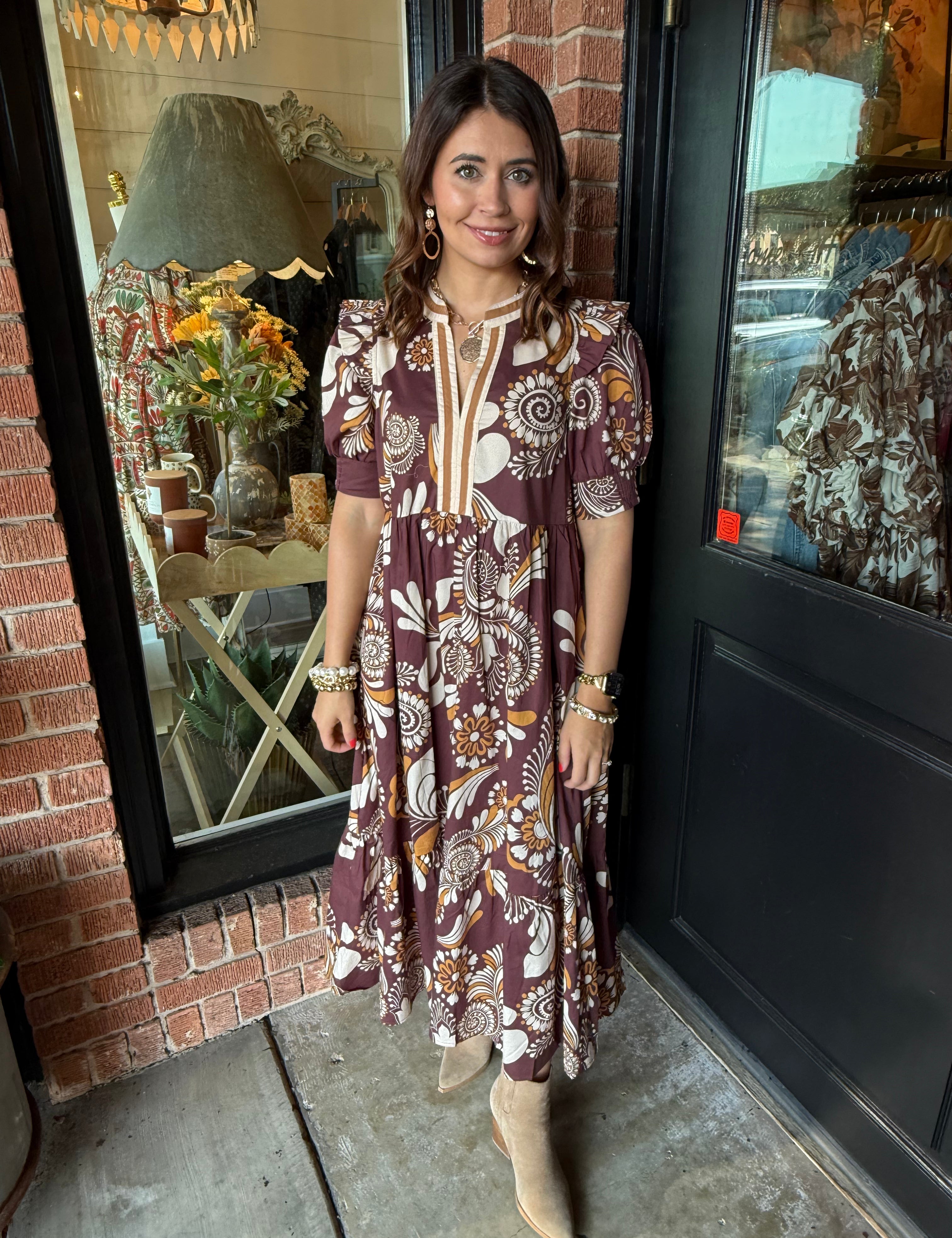 Barbara Pattern Midi Dress