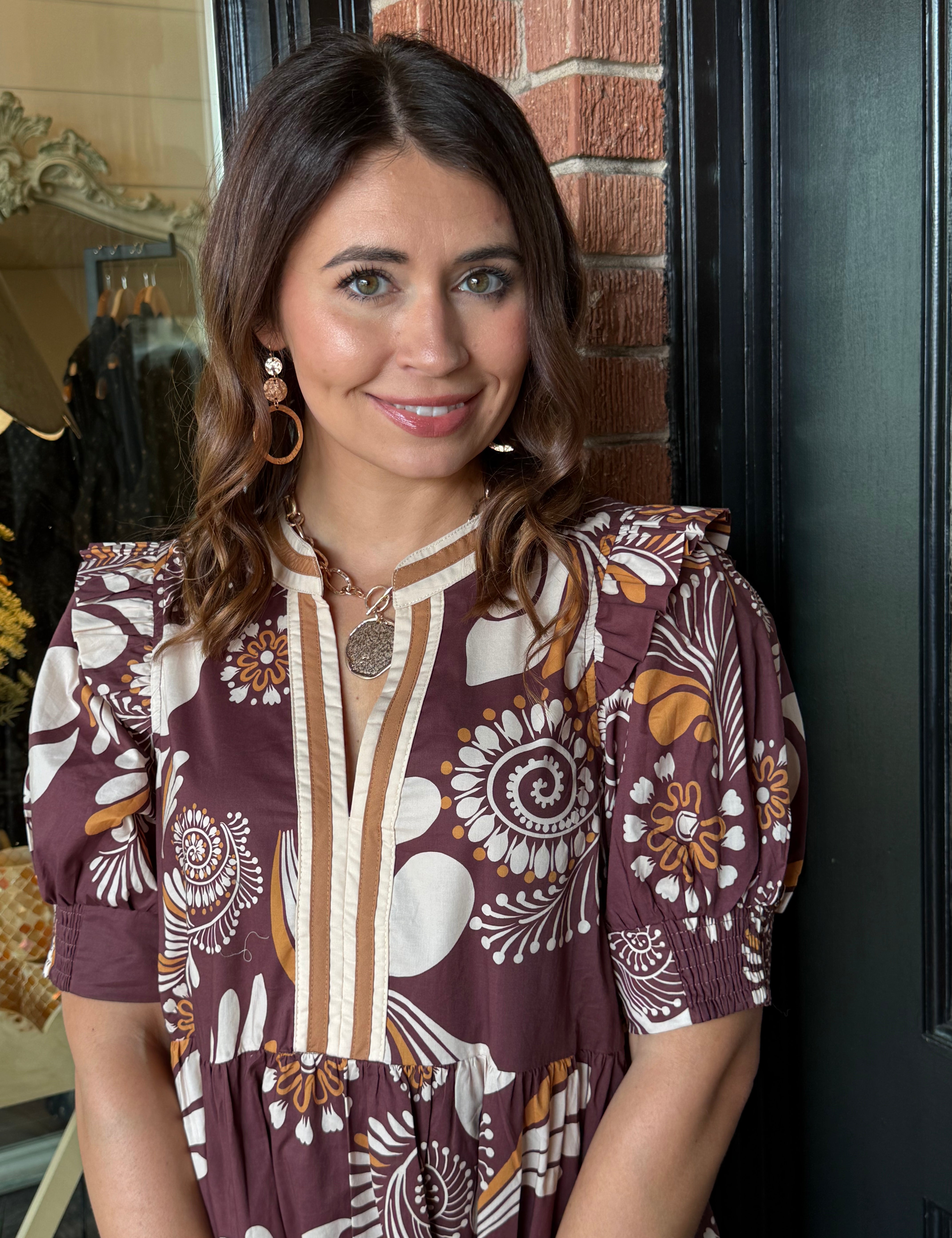 Barbara Pattern Midi Dress