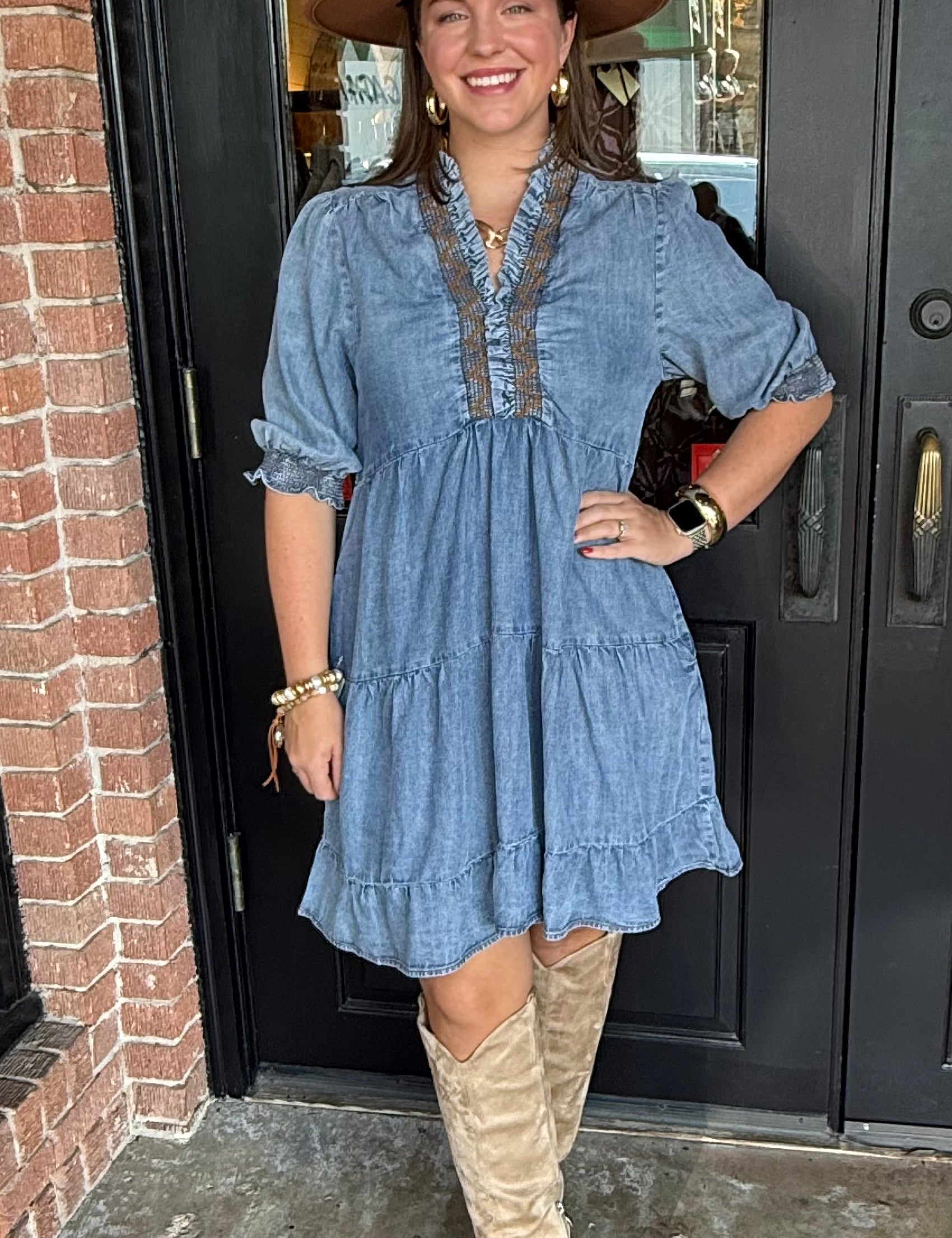 Ellie Washed Denim Mini Dress