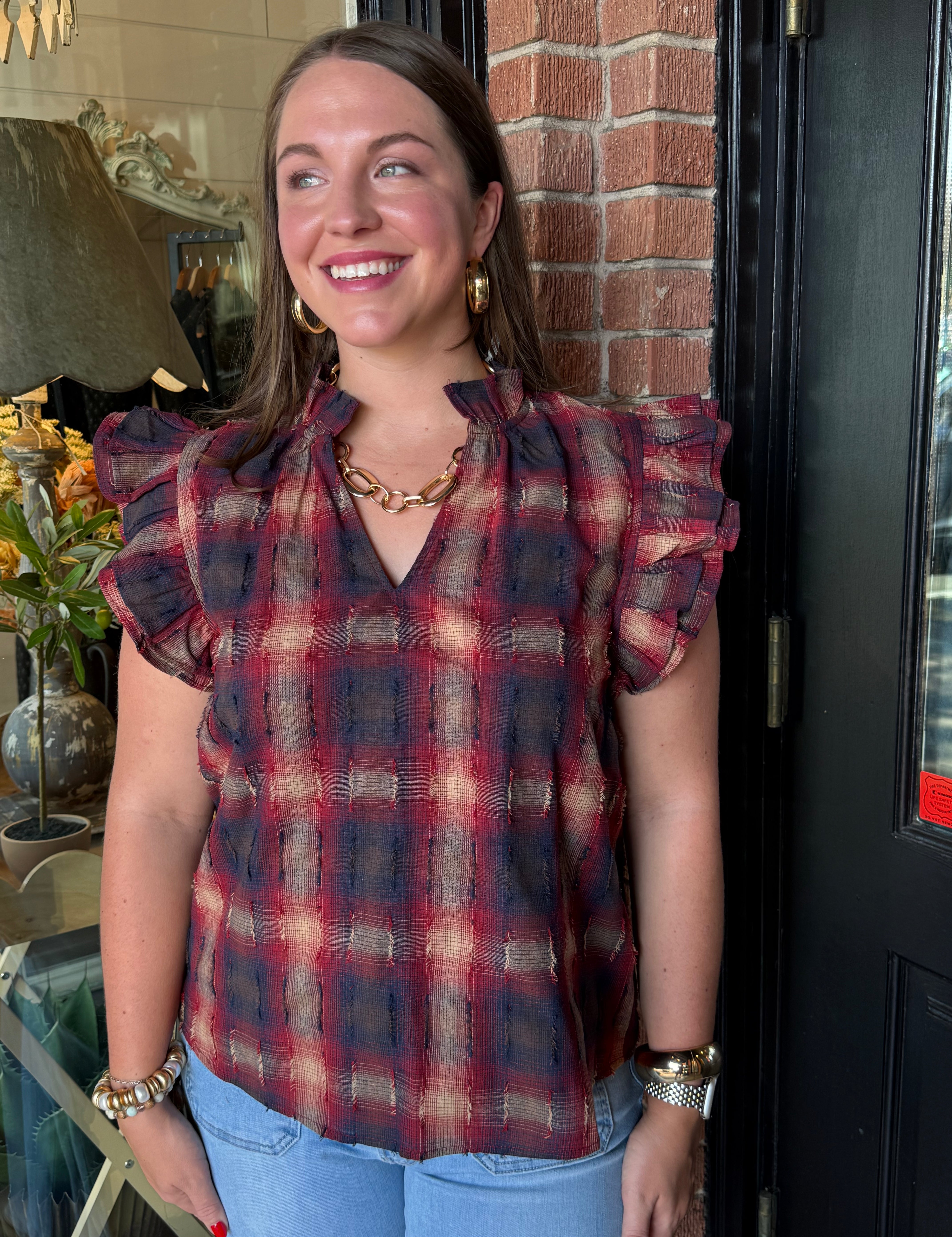 Oakley Plaid Top