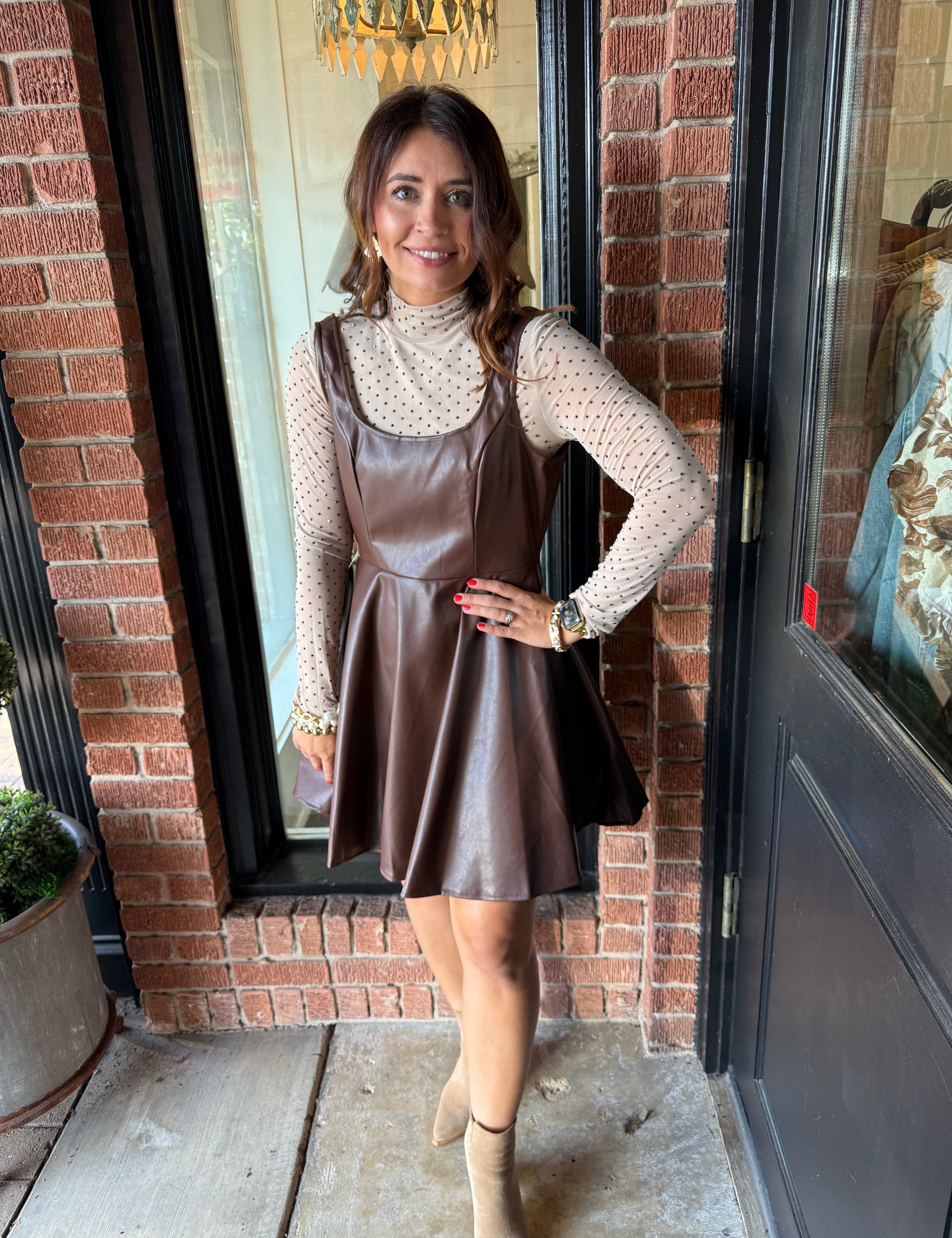 Brooke Faux Leather Mini Dress
