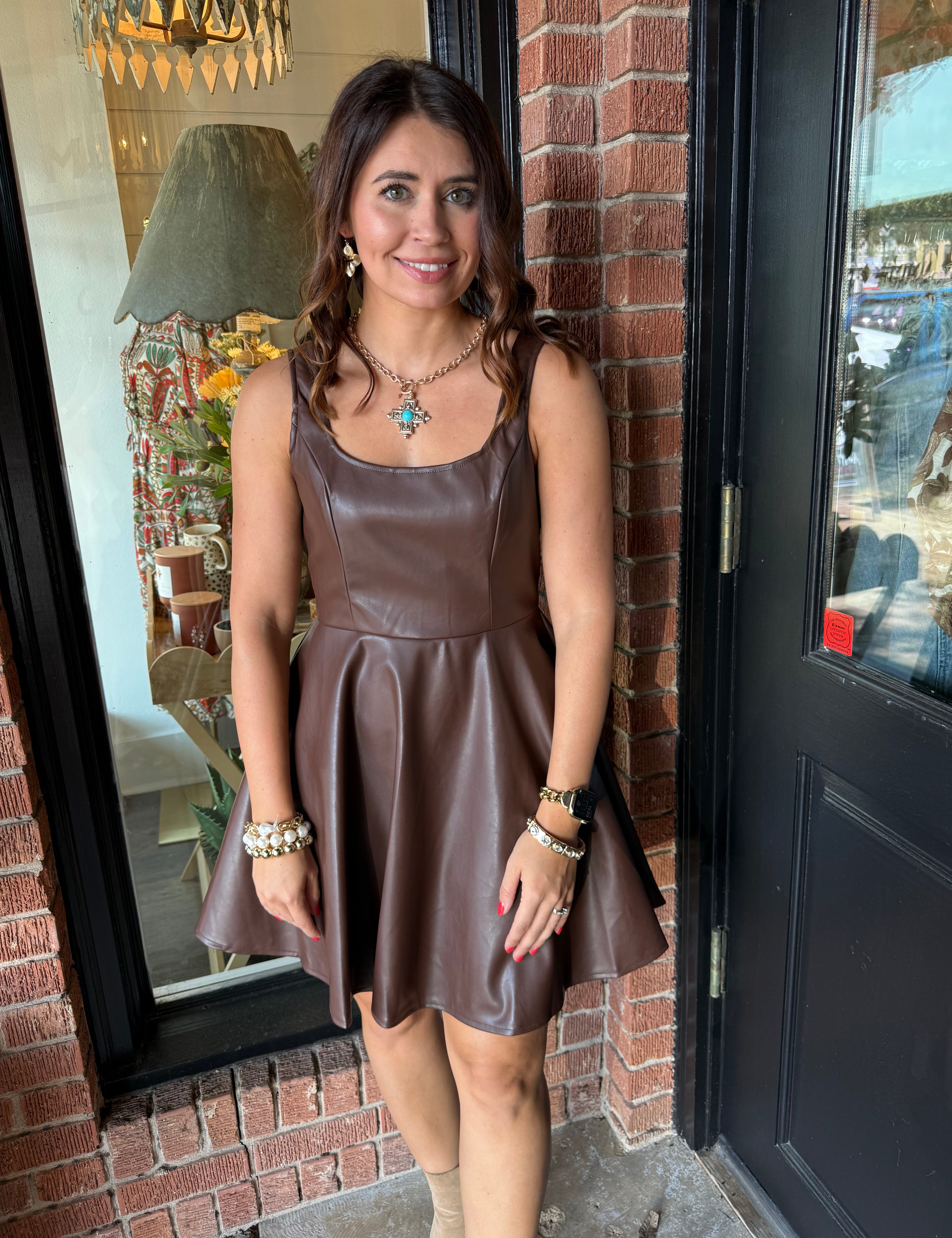 Brooke Faux Leather Mini Dress