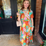 Nisha Tropical Print Midi Dress