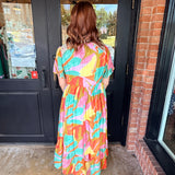Nisha Tropical Print Midi Dress