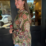 Brielle Boho Print Button Up Top