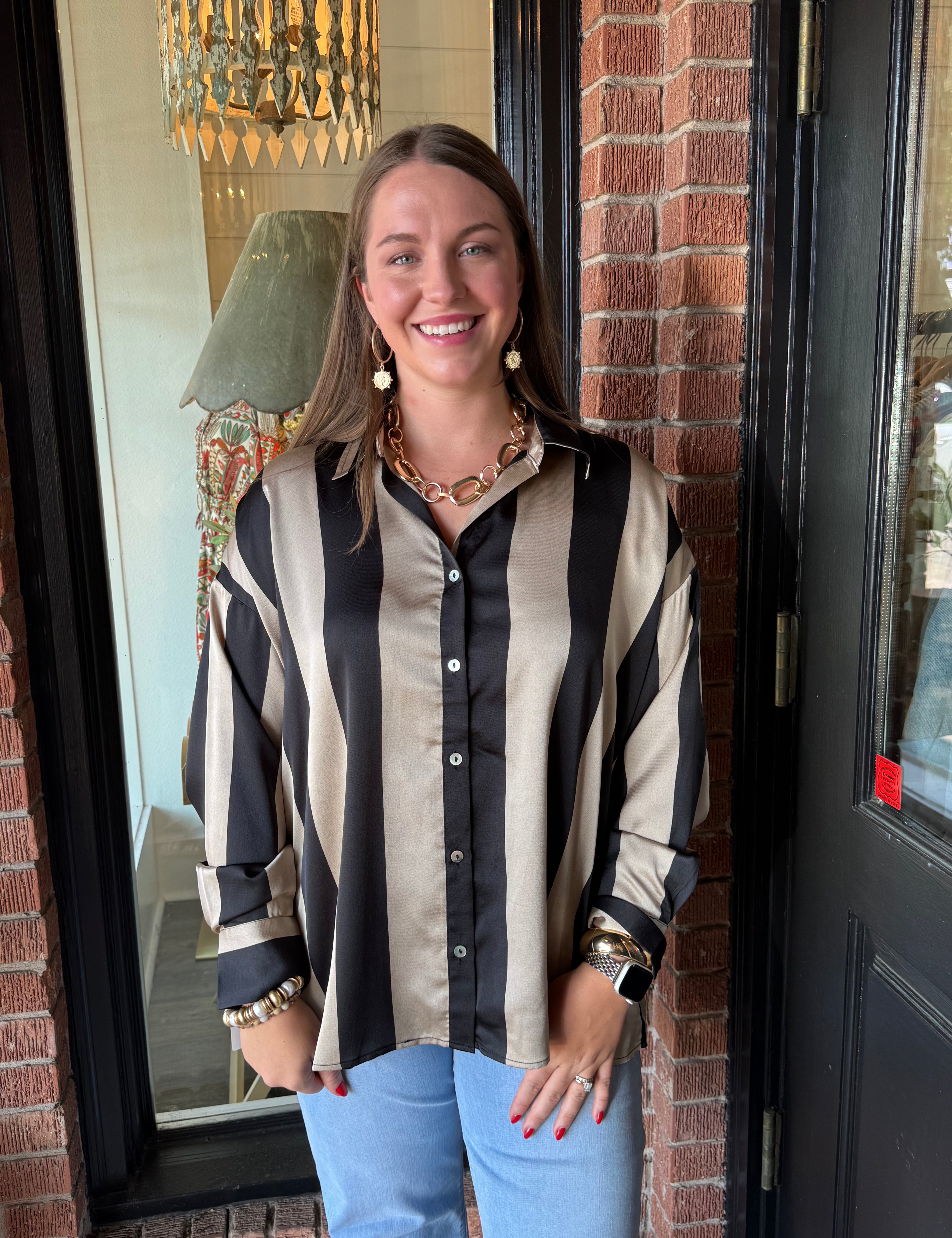 Hadley Striped Satin Top