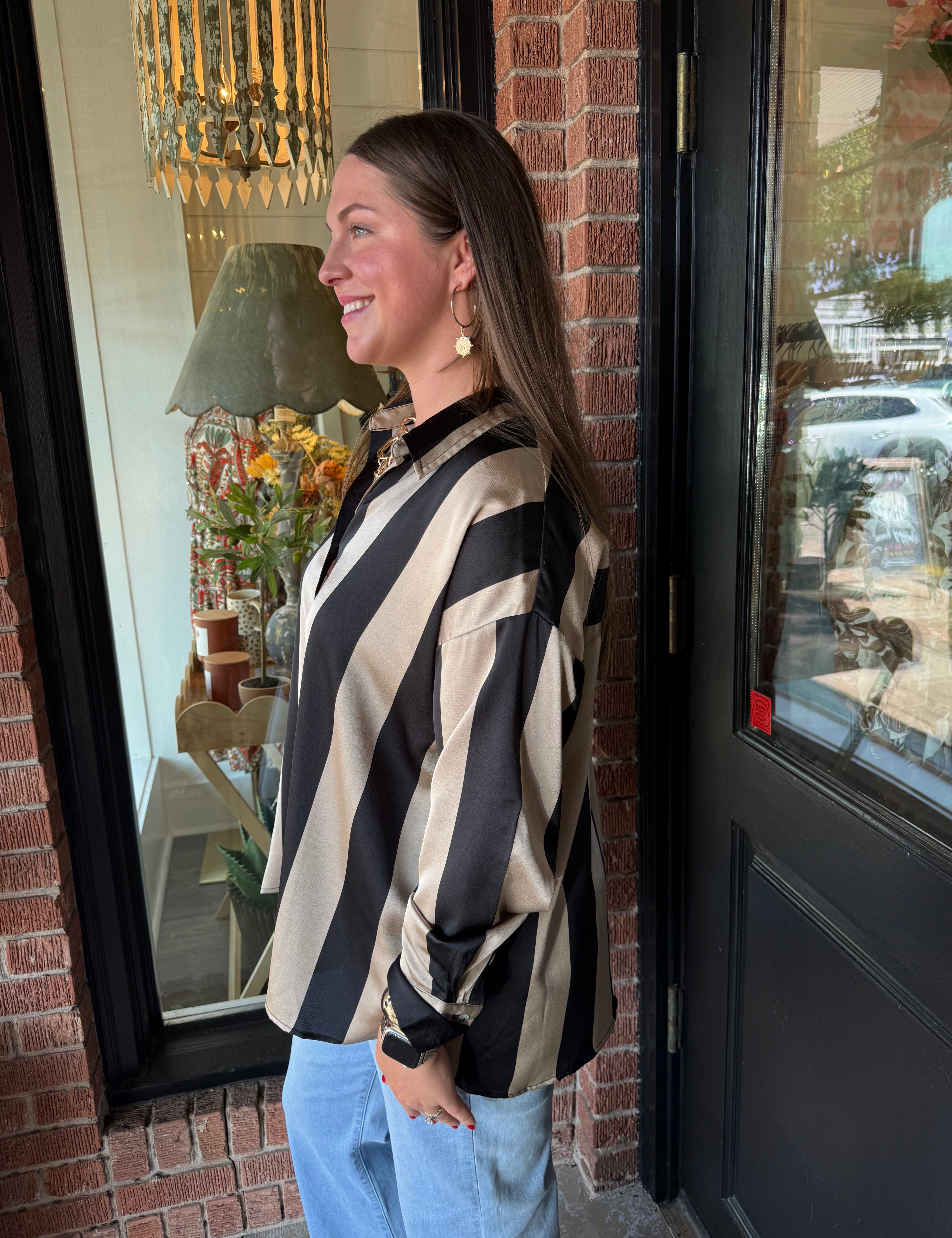 Hadley Striped Satin Top