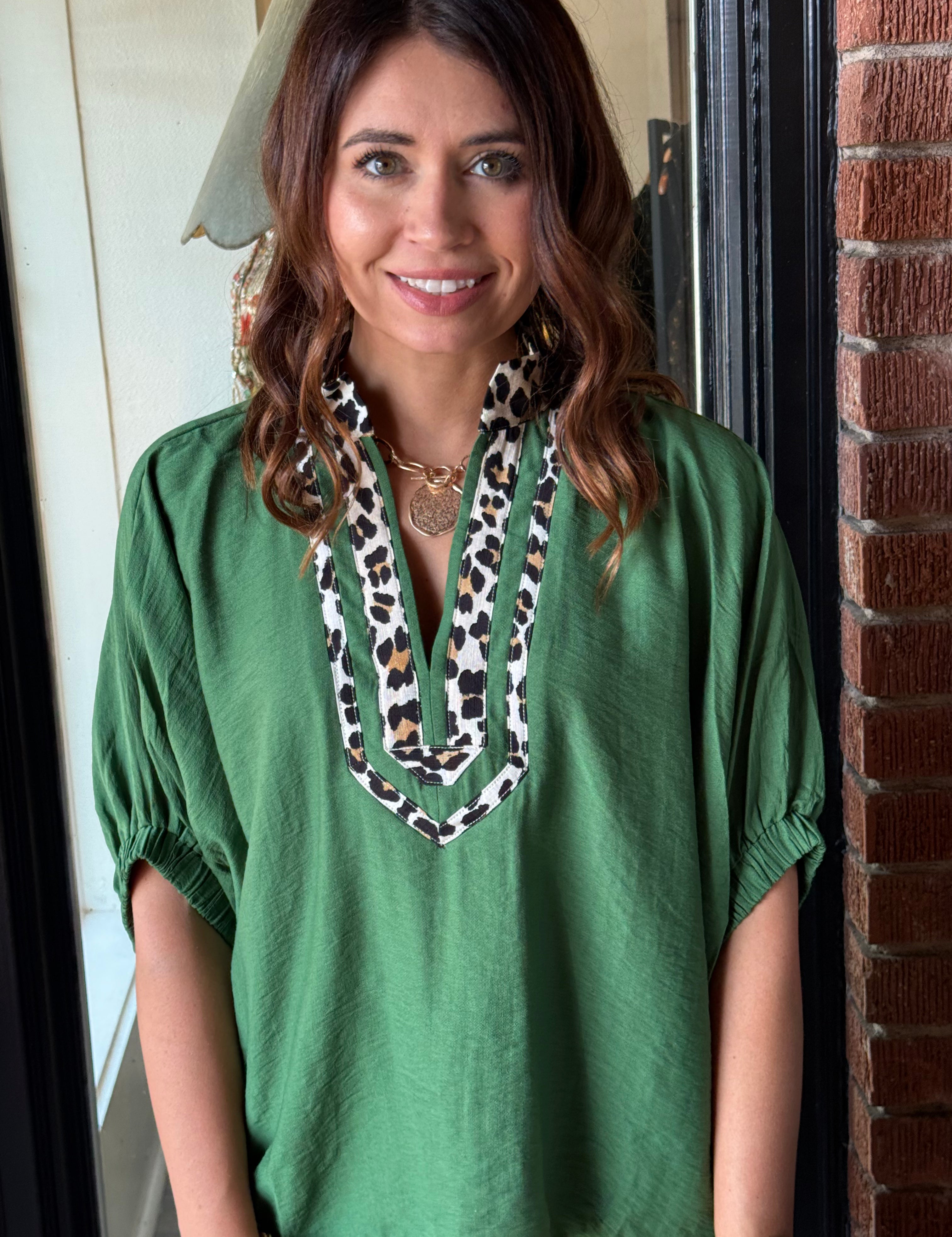 Becca Leopard Trim Top