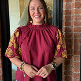 Kathy Embroidered Sleeve Top