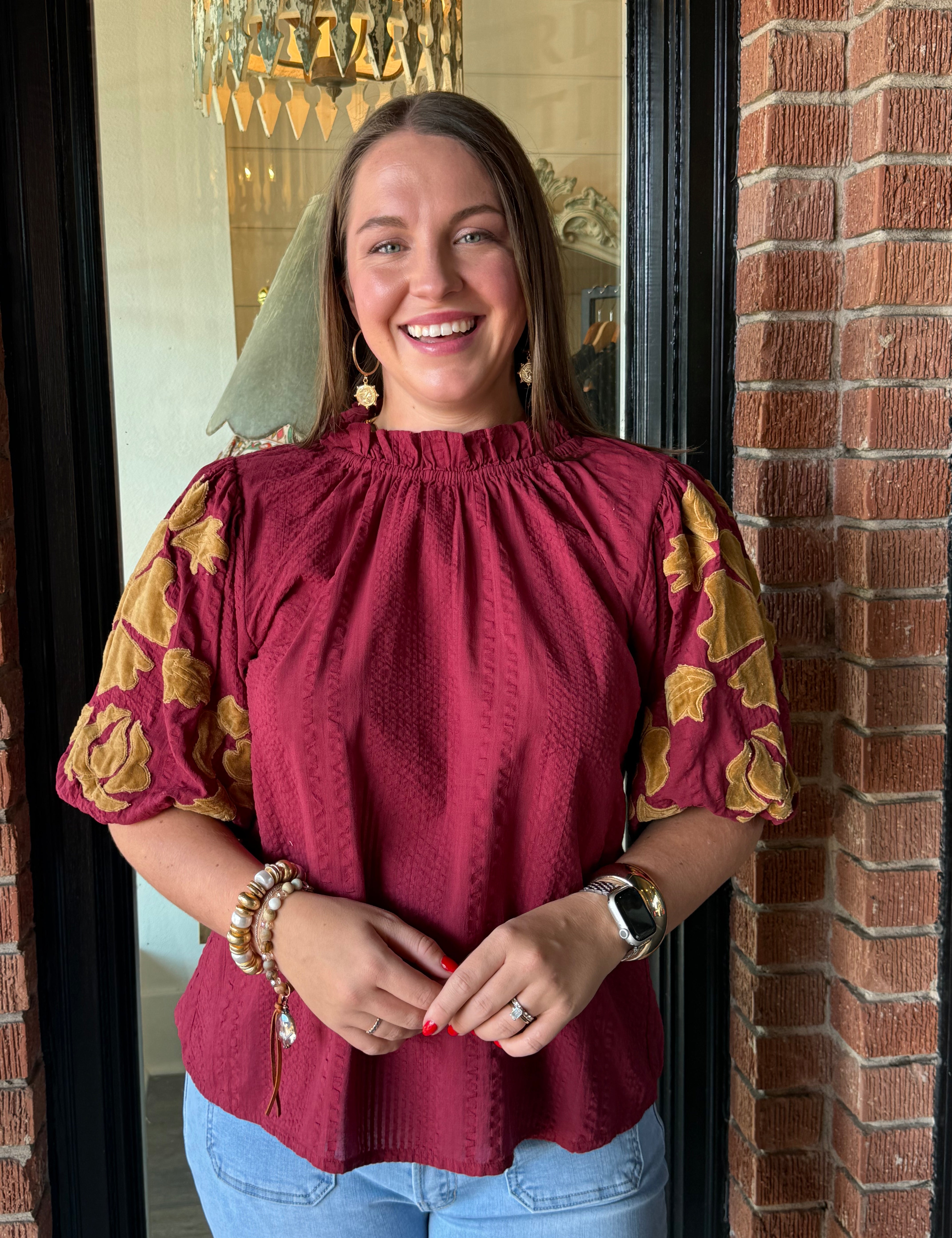 Kathy Embroidered Sleeve Top