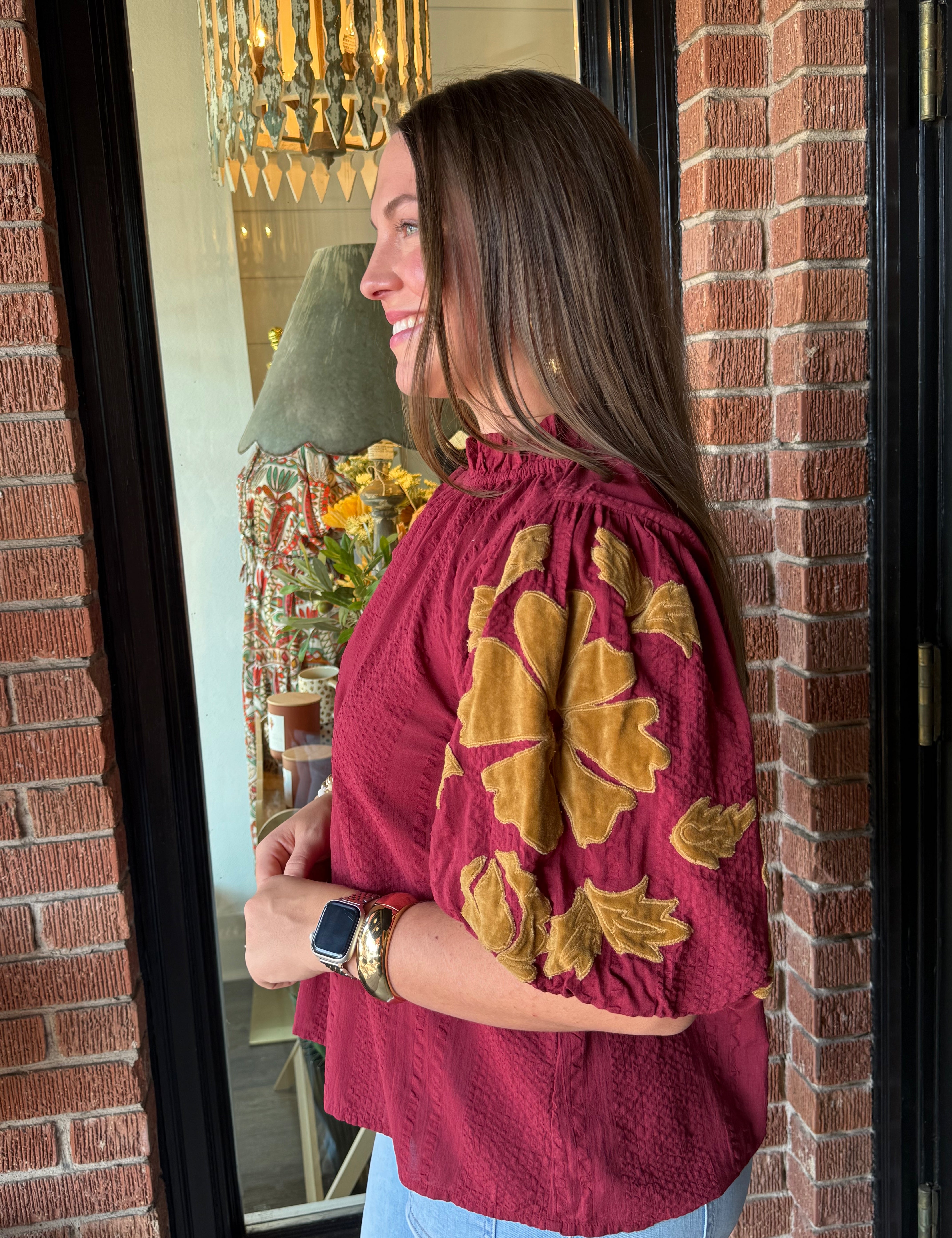 Kathy Embroidered Sleeve Top