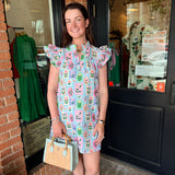 Stella Floral Stamp Mini Dress