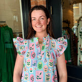 Stella Floral Stamp Mini Dress