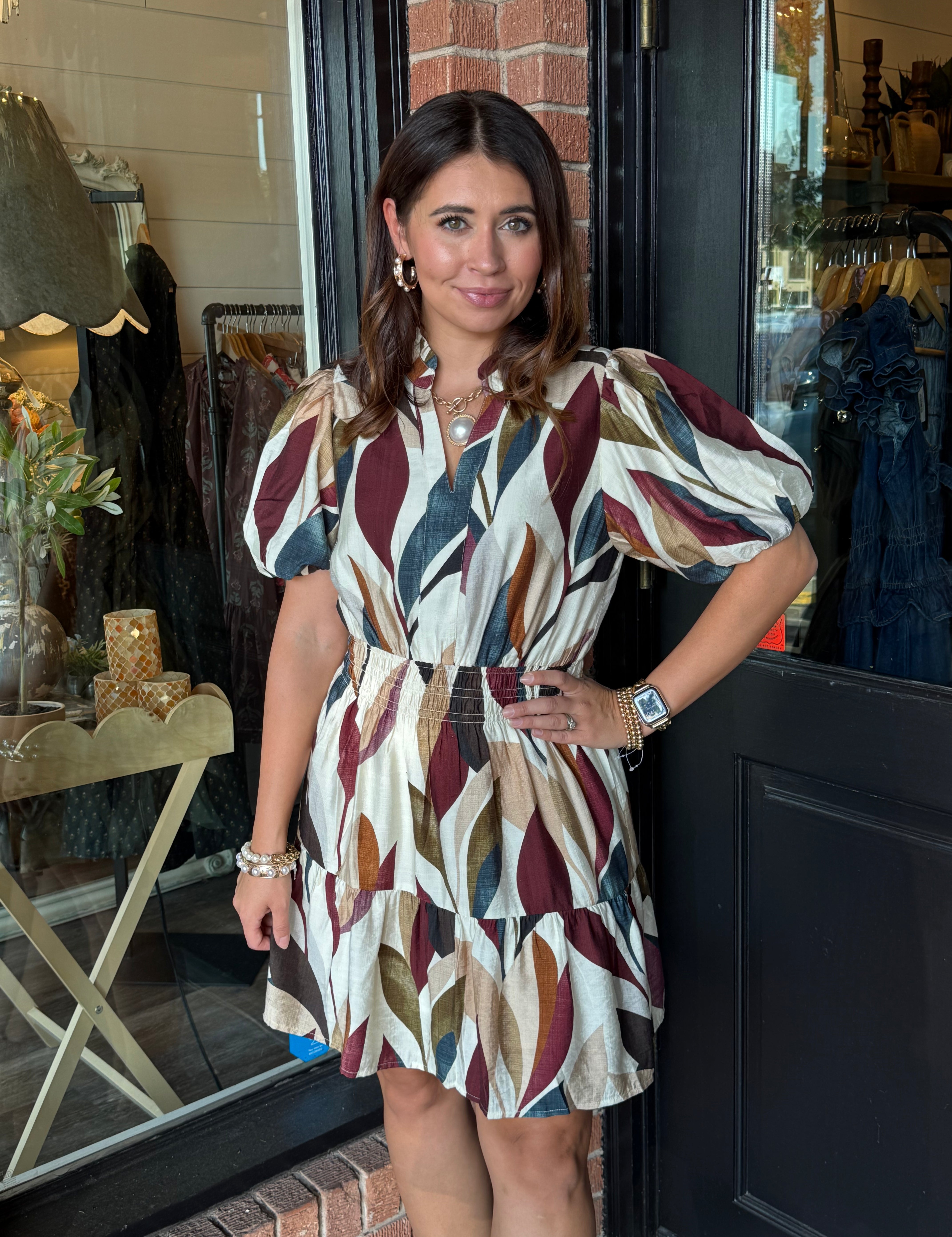 Cassidy Leaf Print Dress