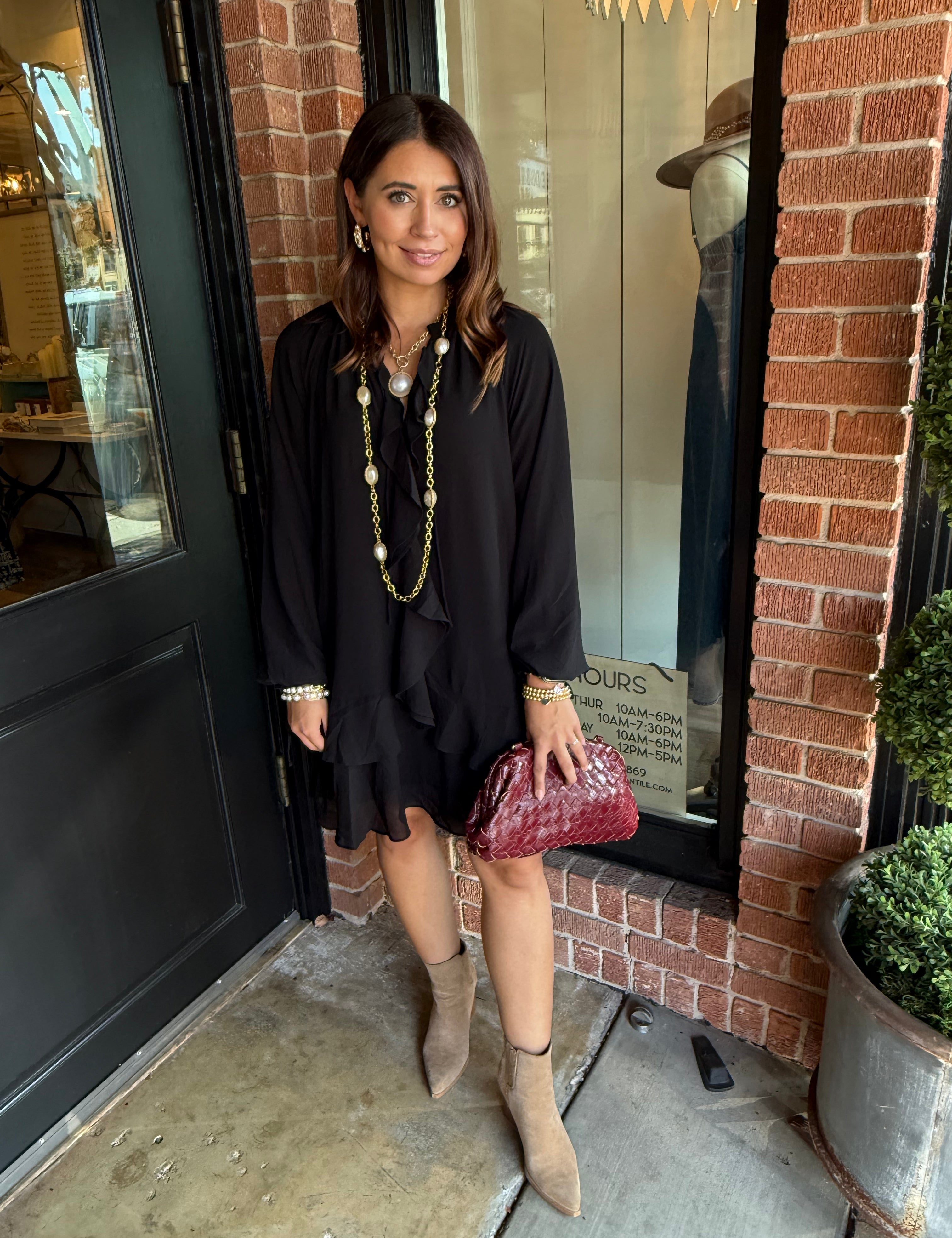 Bryndle Long Sleeve Flutter Dress
