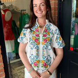 Camille Embroidered Floral Top