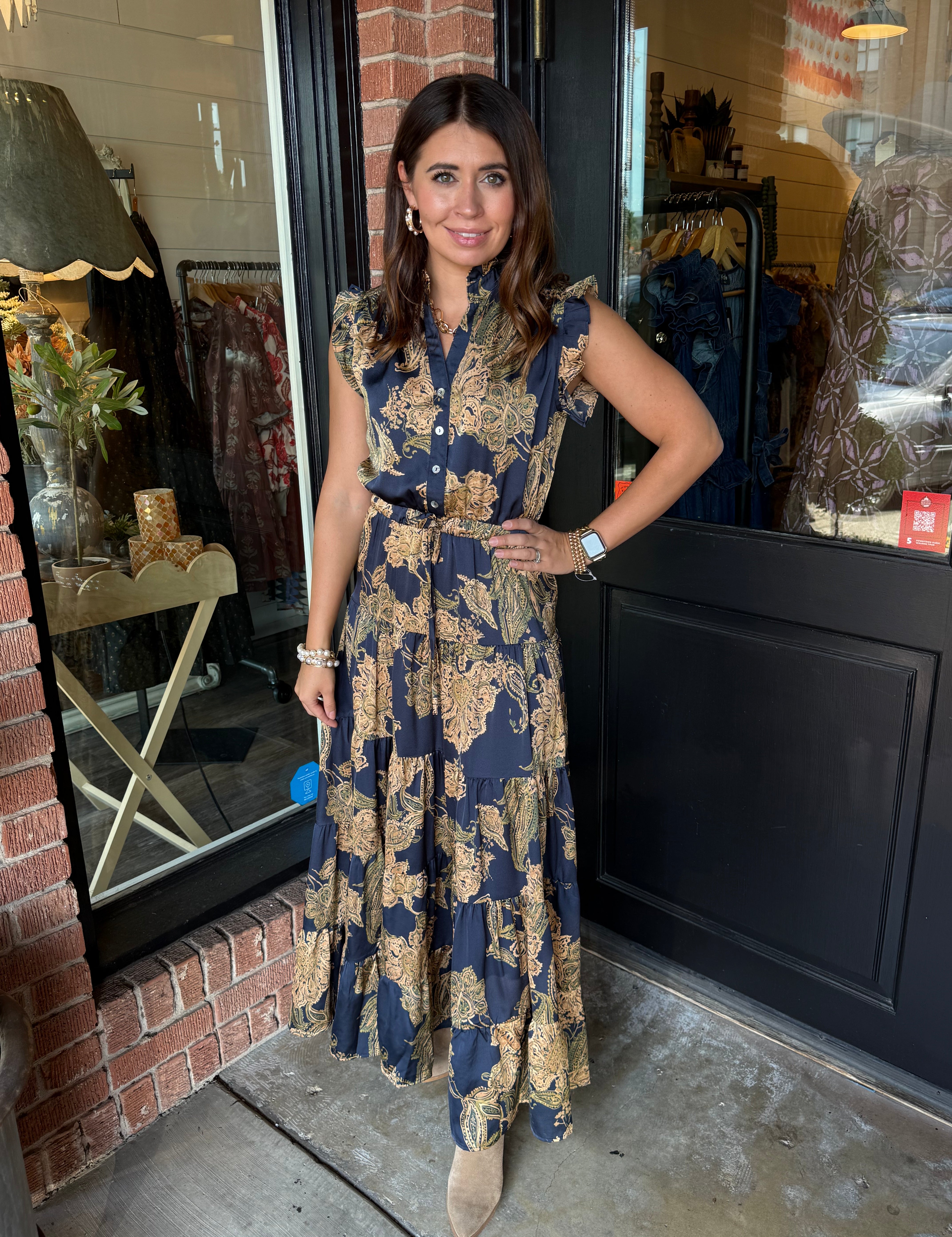 Simone Floral Print Navy Maxi
