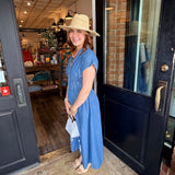 Quincy Embroidered Chambray Midi Dress