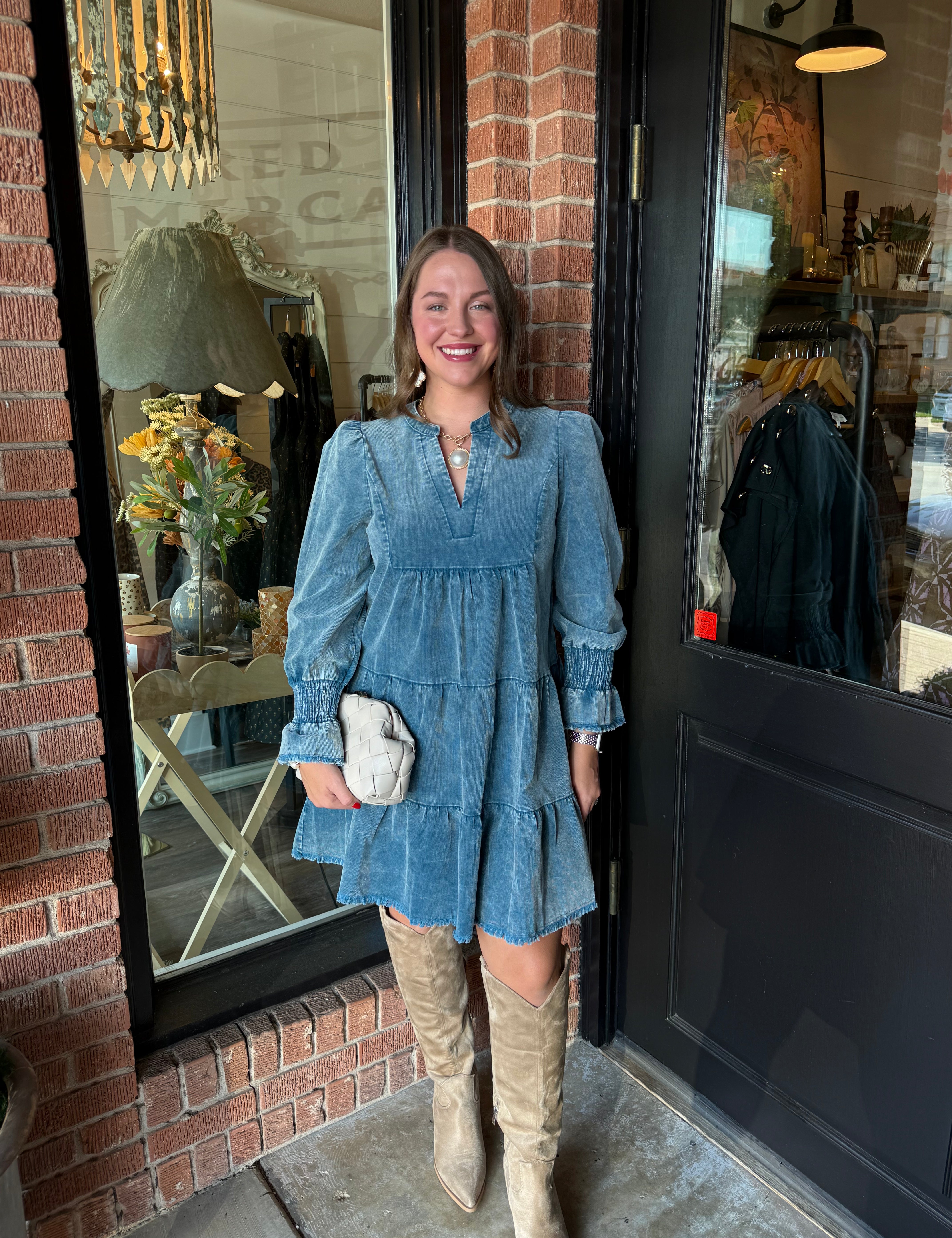 Nellie Stone Washed V-Neck Dress