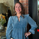 Nellie Stone Washed V-Neck Dress