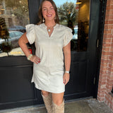 Blake Flutter Sleeve Suede Dress