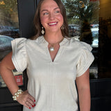 Blake Flutter Sleeve Suede Dress