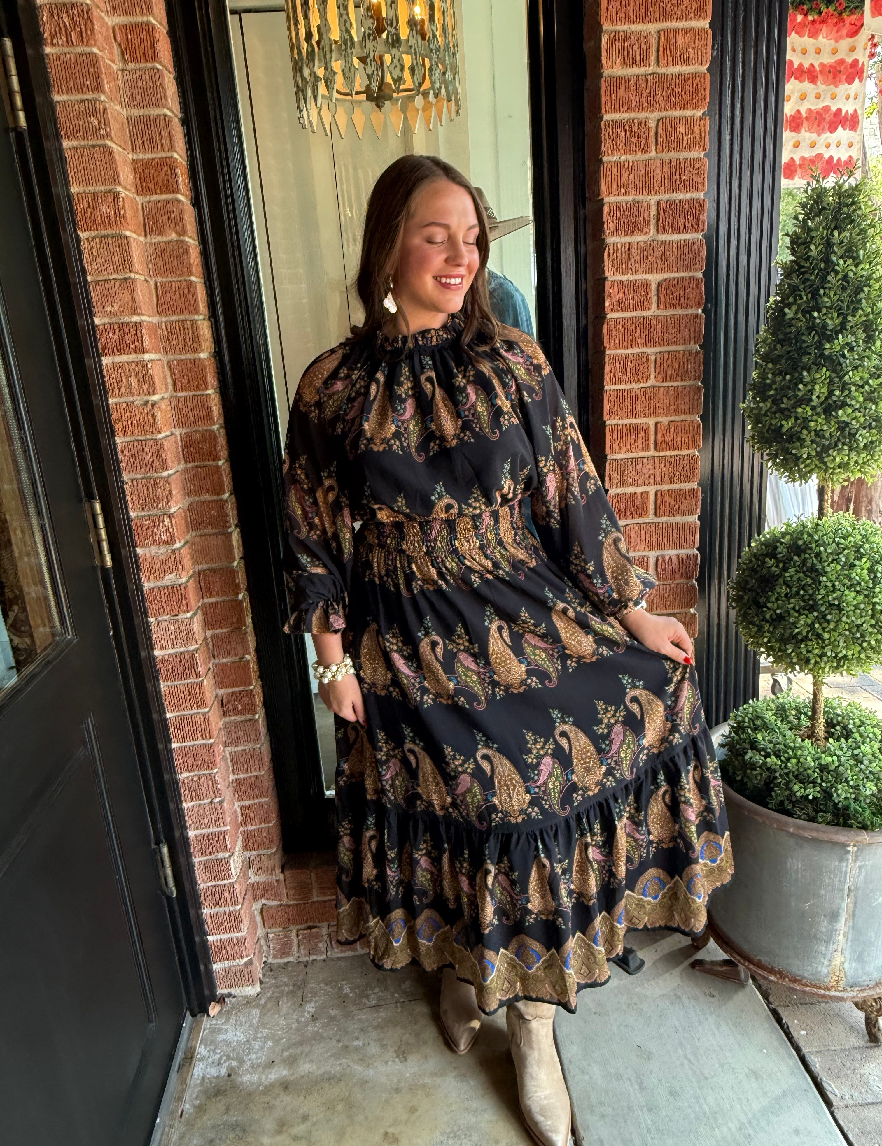 Valerie Paisley Midi Dress