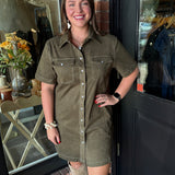 Miranda Short Sleeve Suede Dress