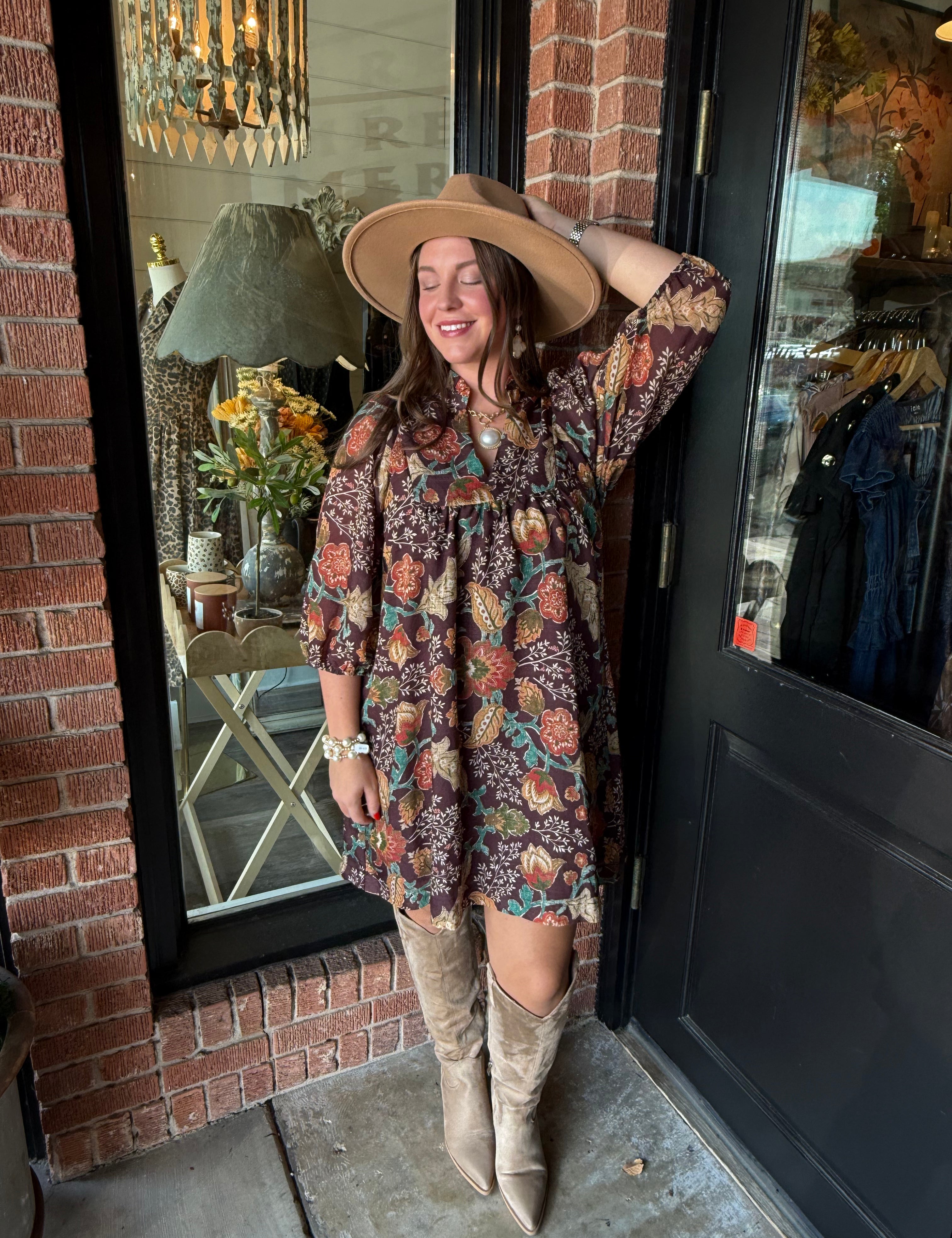 Clara Floral Ruffle Neck Mini Dress