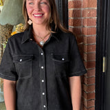 Miranda Short Sleeve Suede Dress