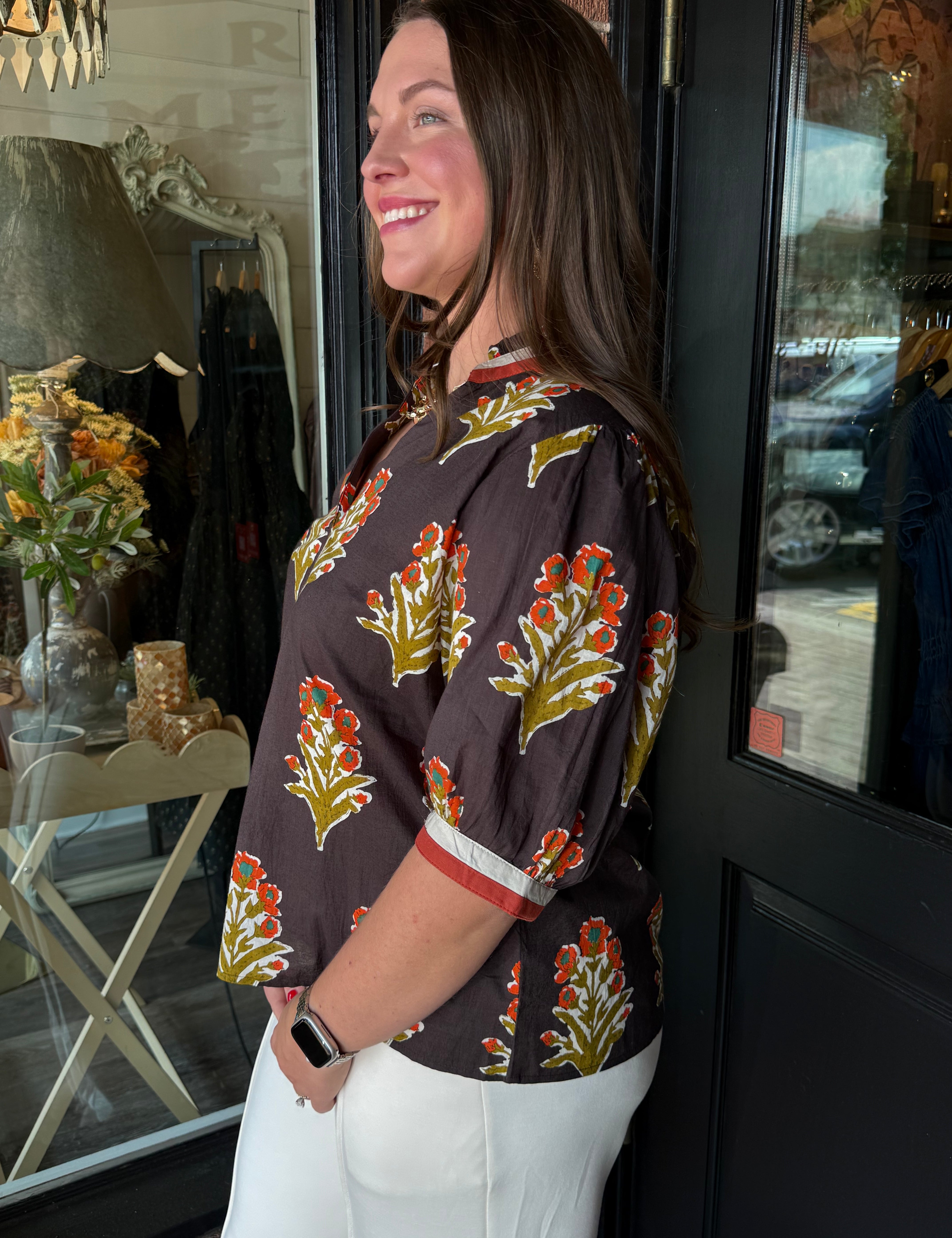 Cheyenne Floral Print V-Neck Top