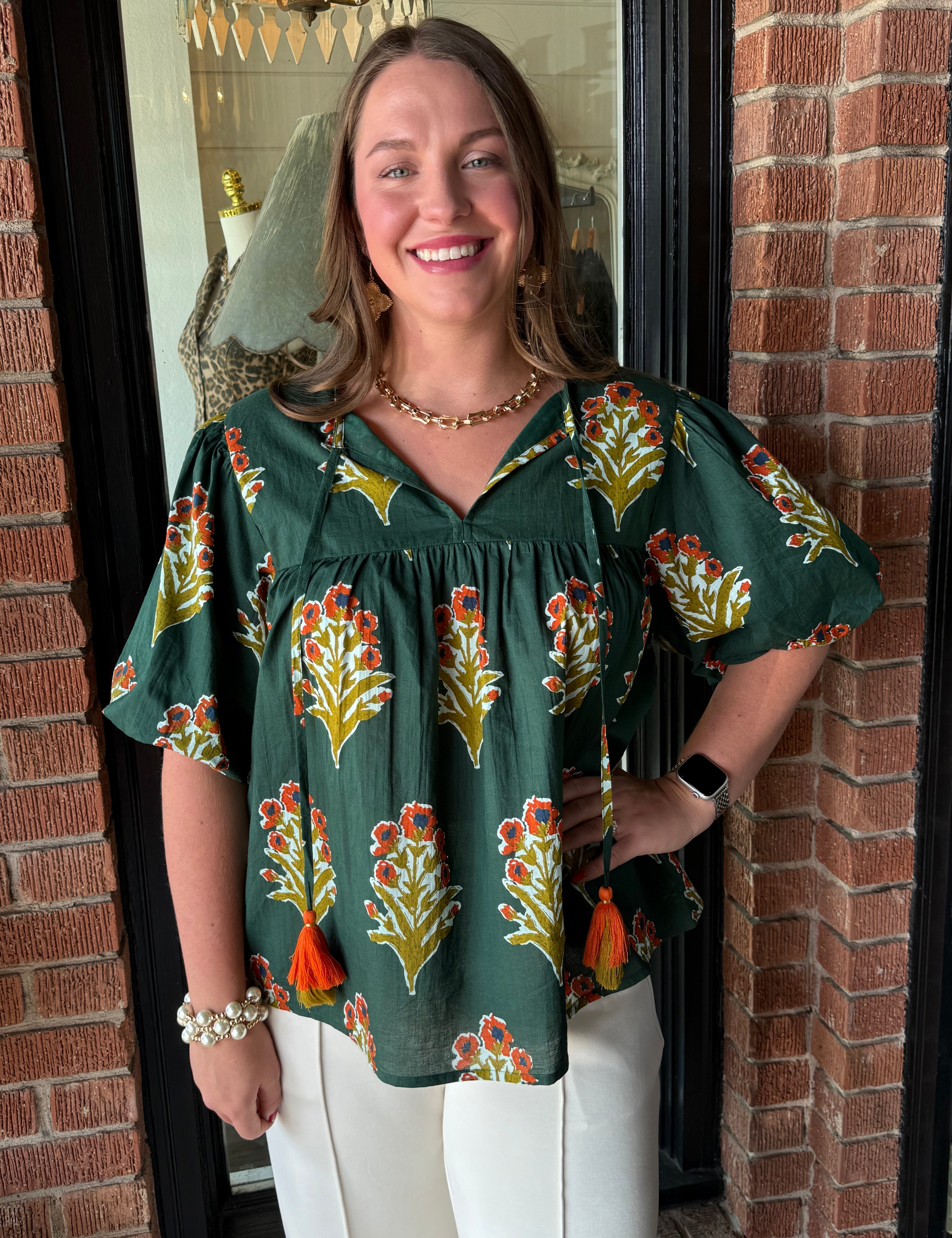 Georgia Puff Sleeve Print Top