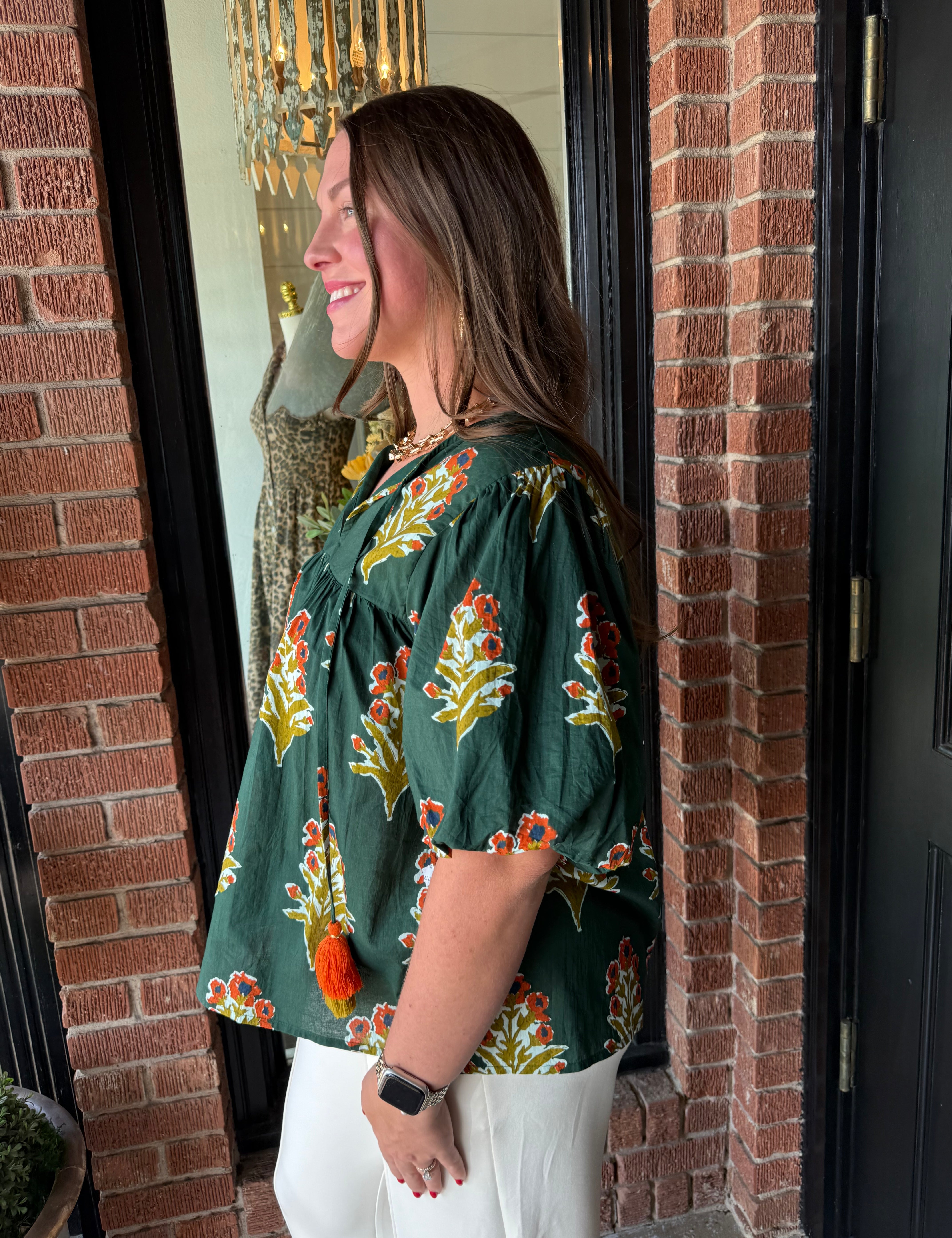 Georgia Puff Sleeve Print Top