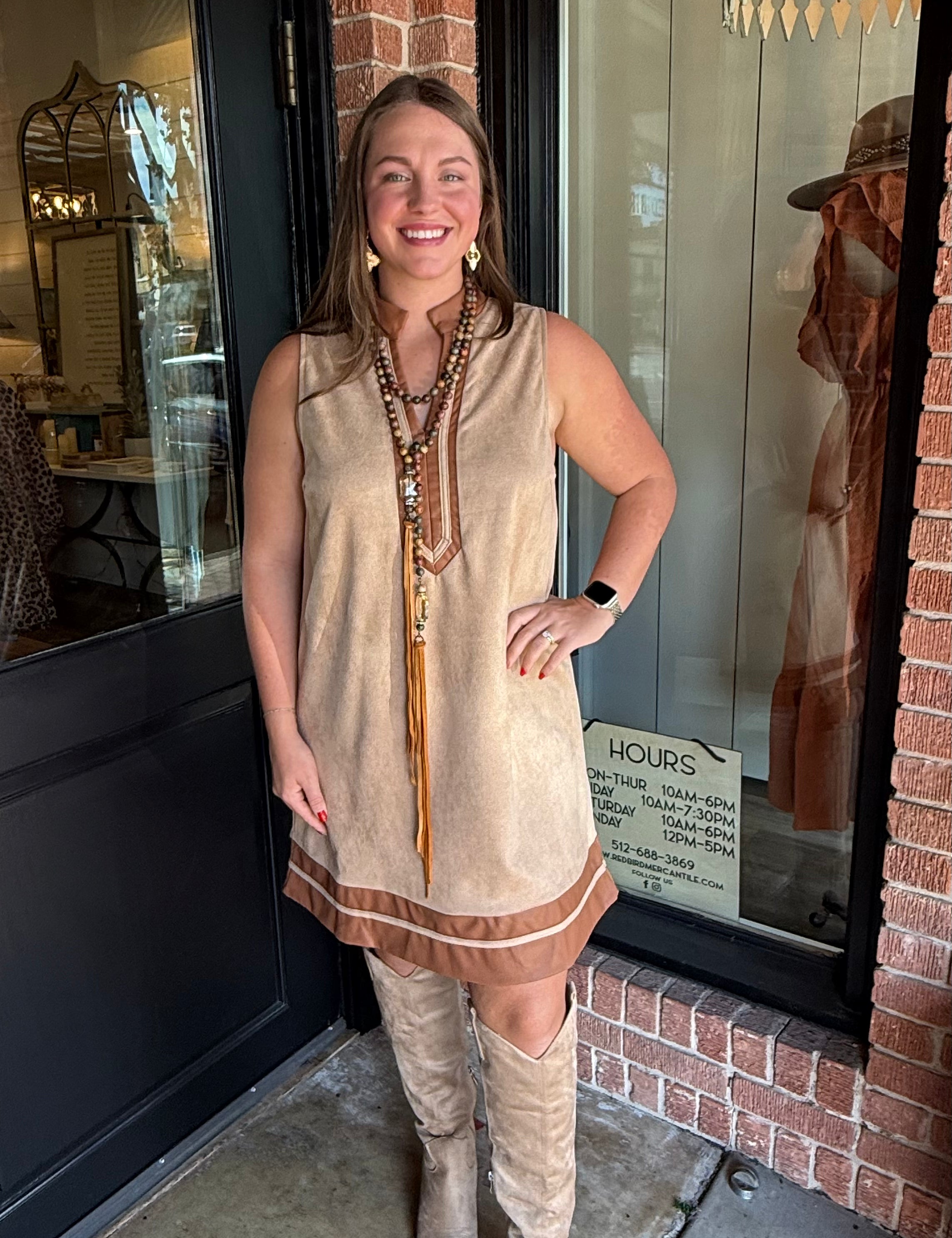 Jessica Faux Suede Sleeveless Dress