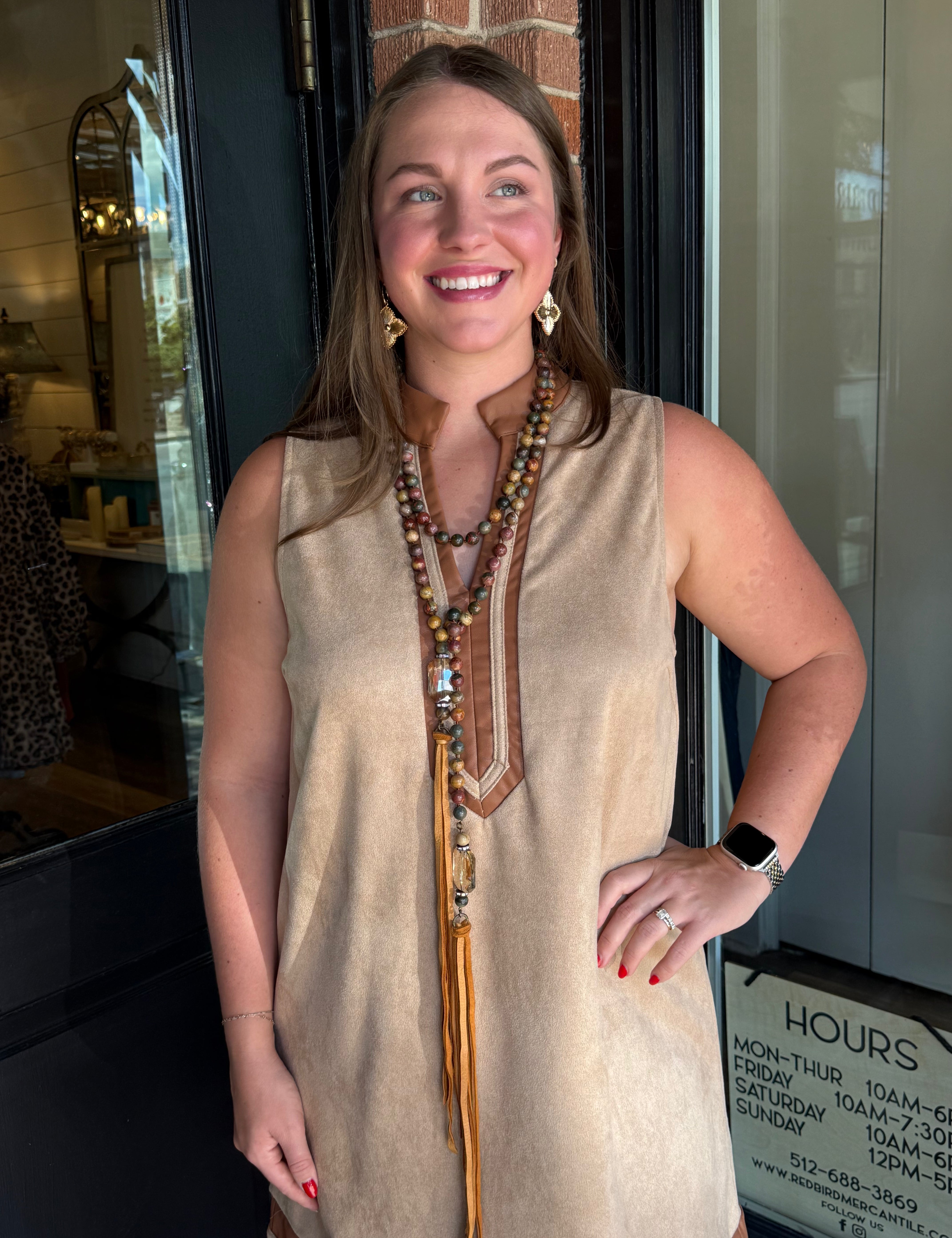 Jessica Faux Suede Sleeveless Dress