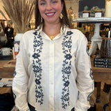 Gigi Embroidered Ecru Top