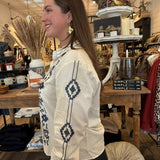 Gigi Embroidered Ecru Top