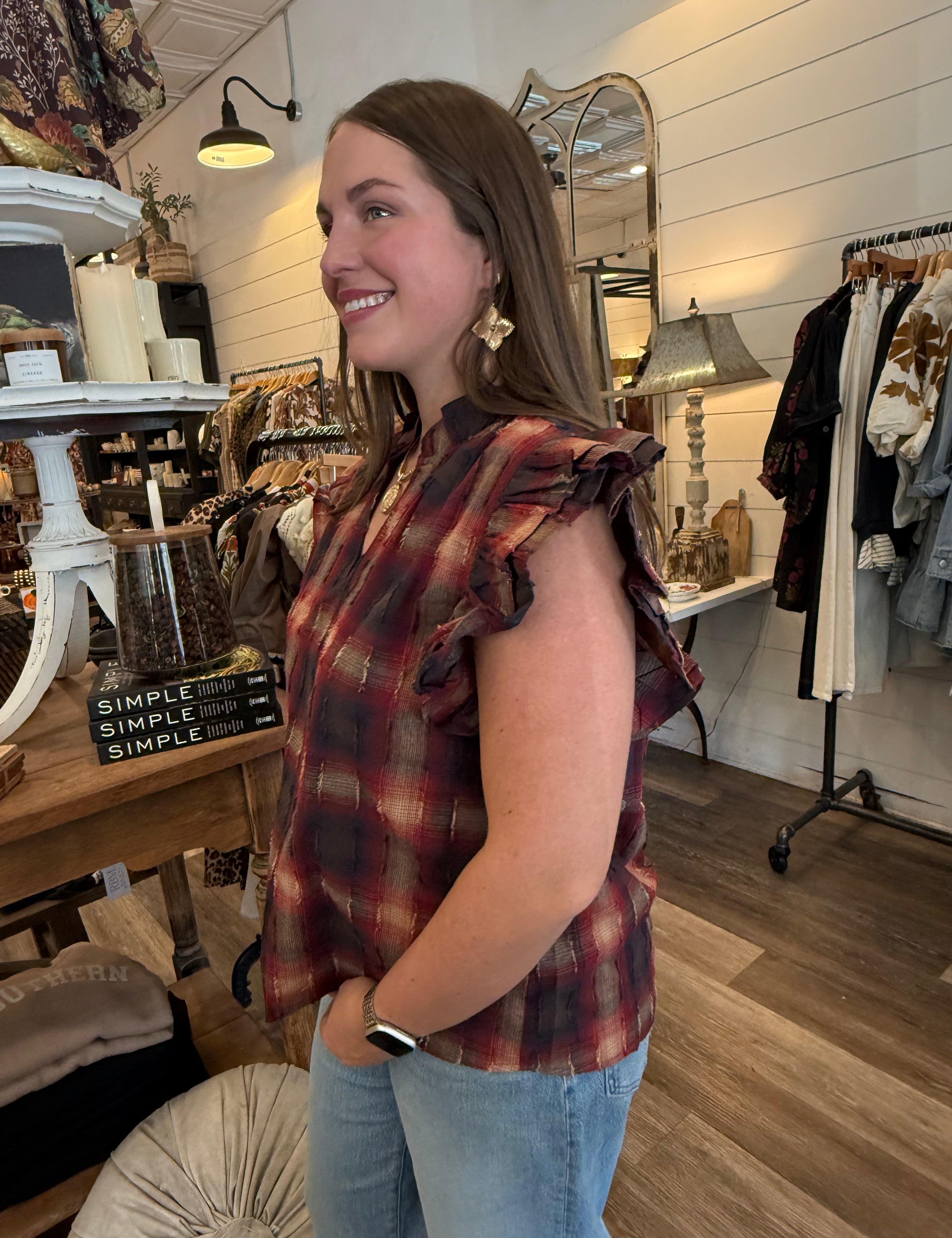 Curry Plaid Top