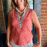 Amiee Washed Thermal Henley Top