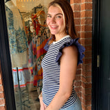 Sarah Stripe Ruffle Sleeve Top