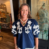 Pamela Embroidered Puff Sleeve Top