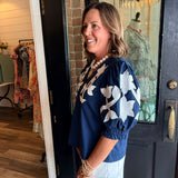 Pamela Embroidered Puff Sleeve Top