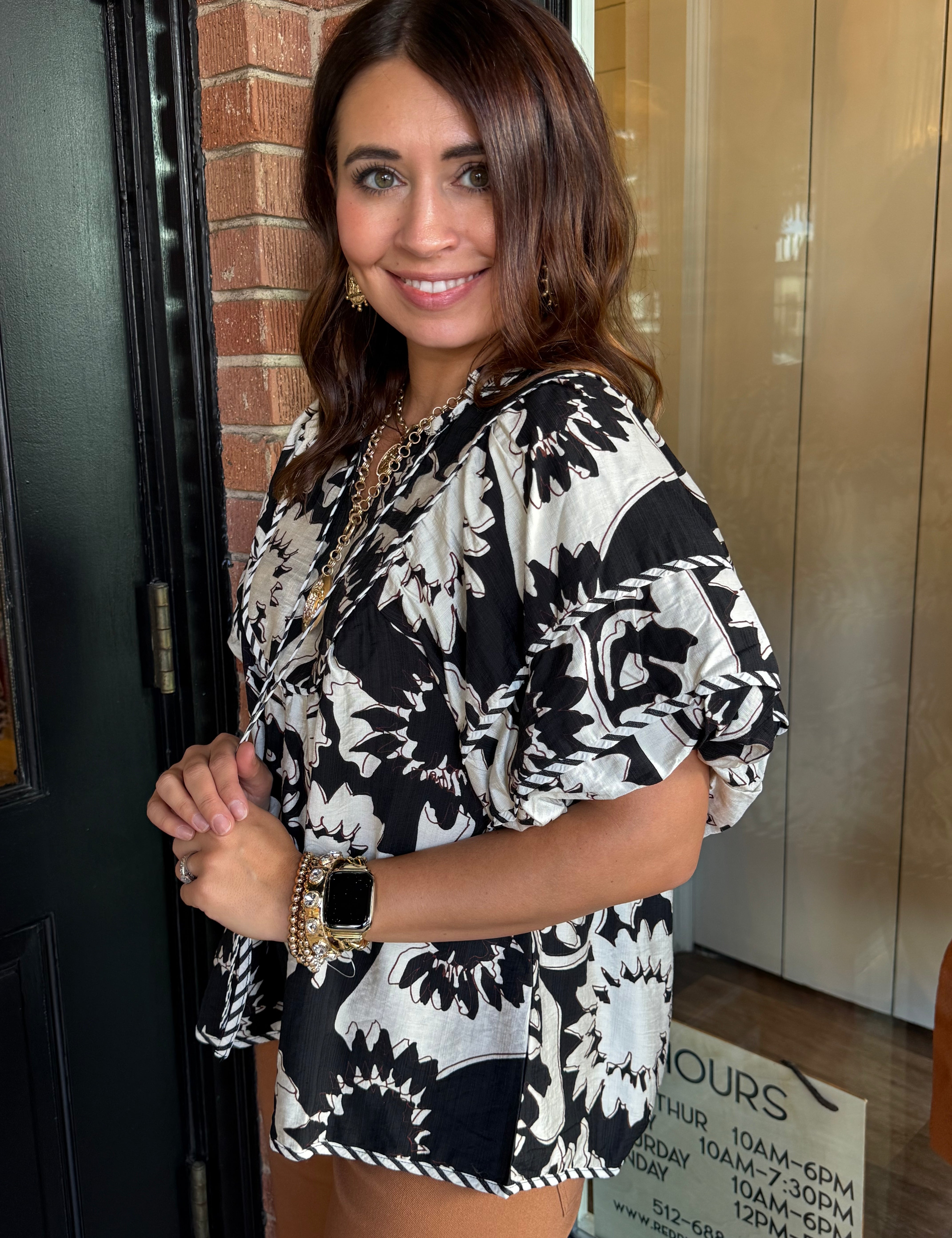 Paula Black Floral Print Top