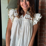 Emery Cutout Button Top