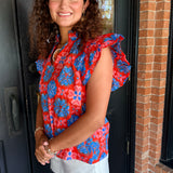 Jeana Floral Ruffle Sleeve Top