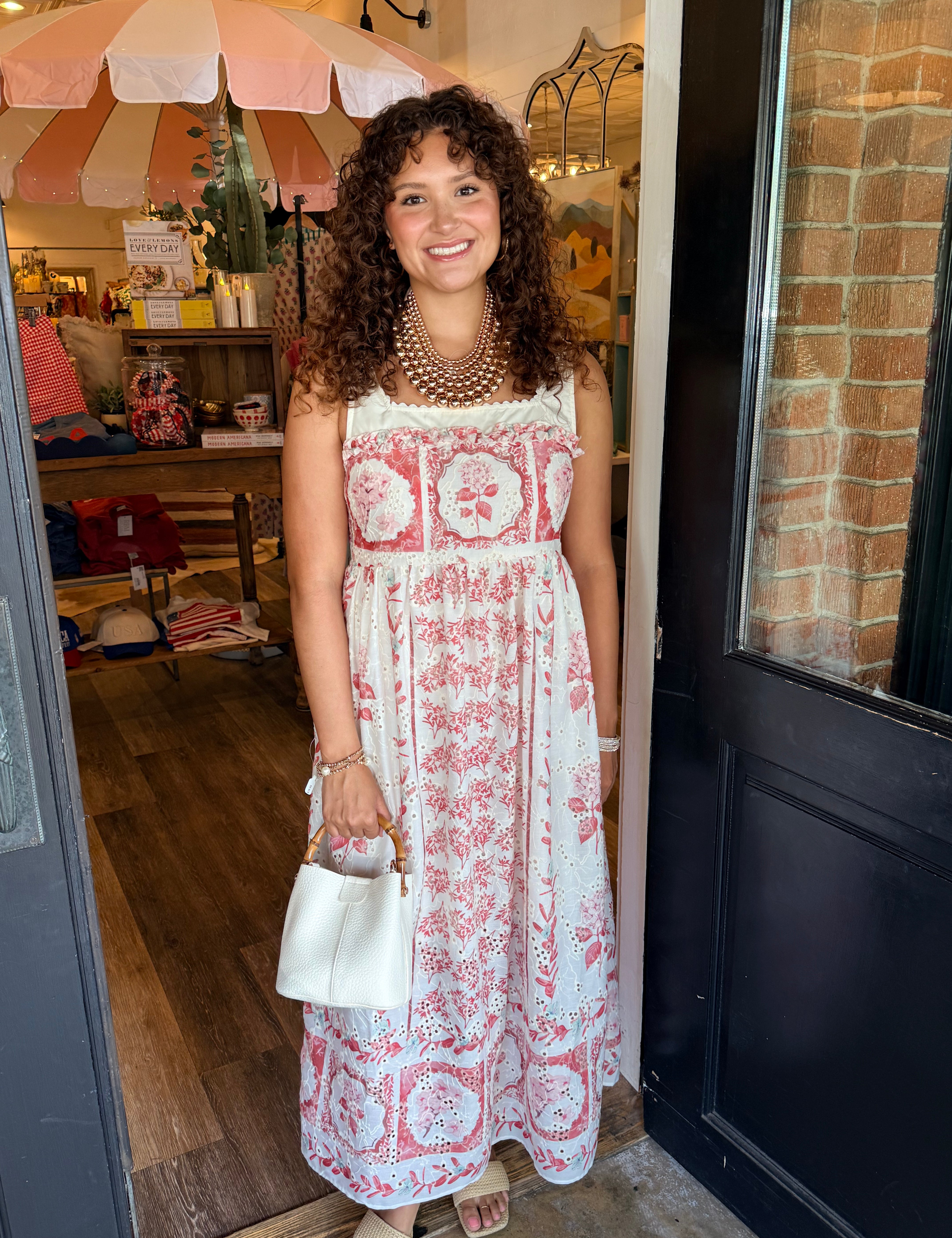 Gina Floral Eyelet Midi Dress