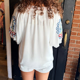 Margot Embroidered Puff Sleeve Blouse
