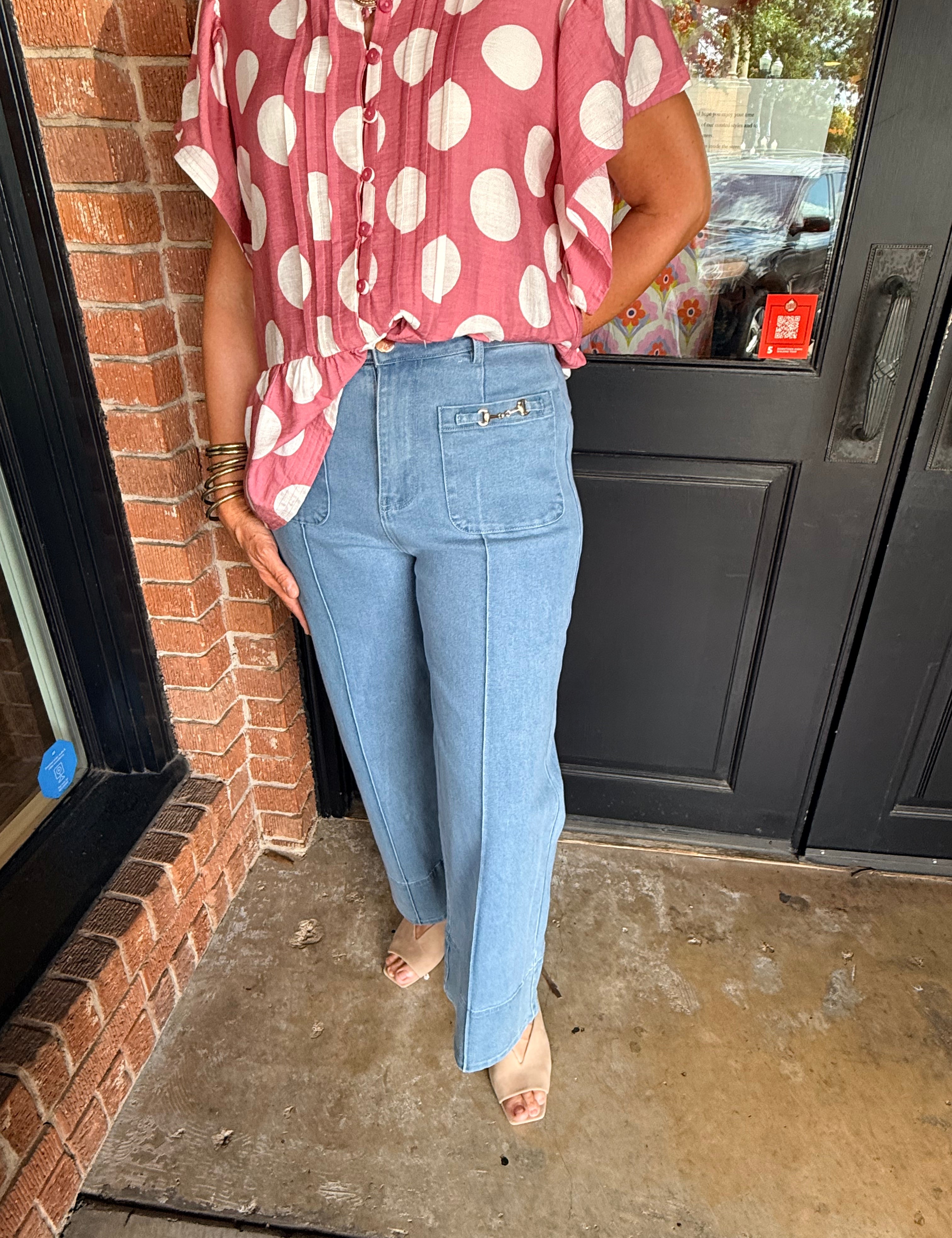 Kayla Denim Wide Leg Pants