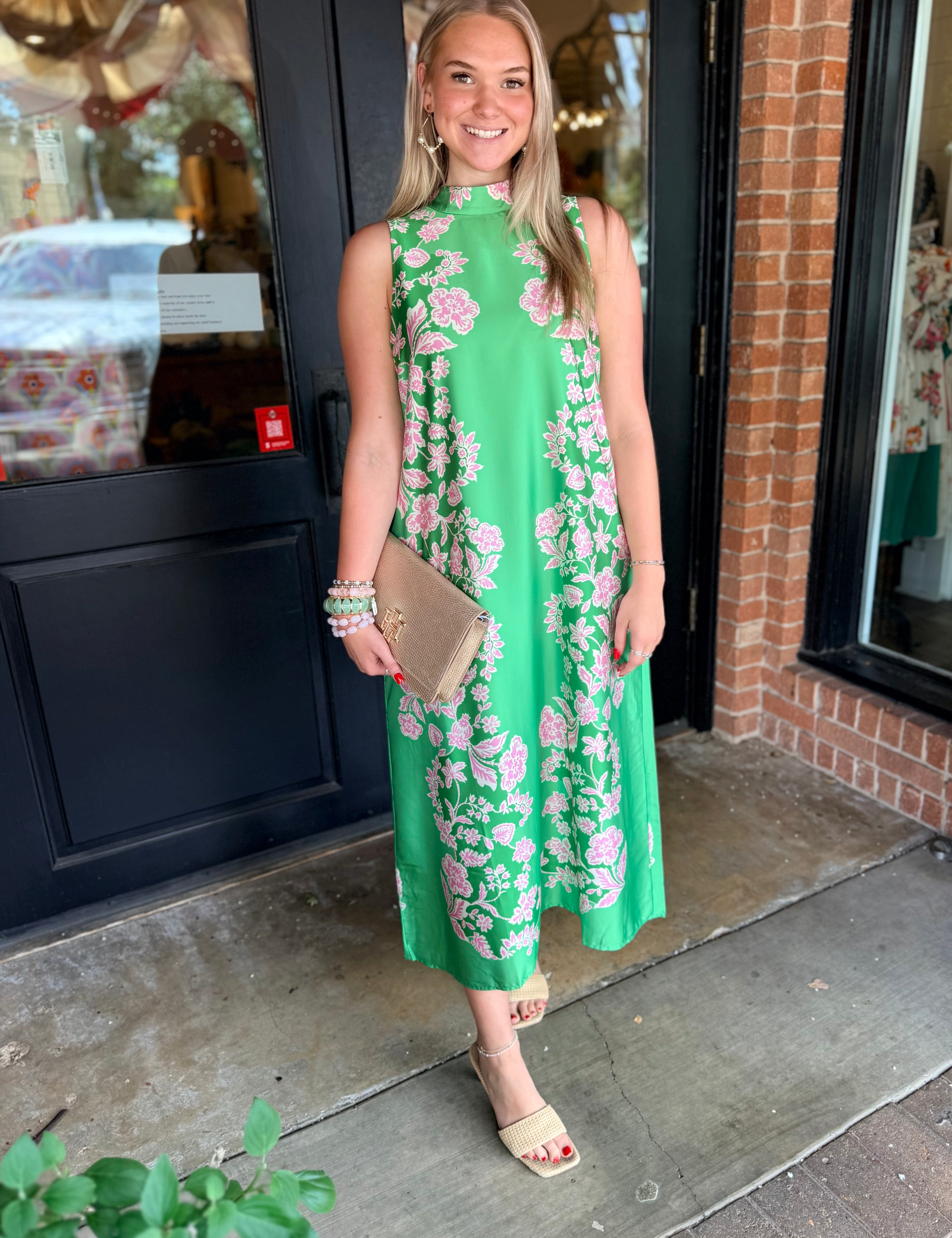 Trina Floral Tie-Back Midi Dress