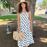 Sandra Polka Dot Tiered Midi Dress